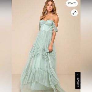 Lulu's Strapless Mint Green Gown